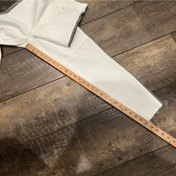Spanx Side Stripe White Vintage Grey Distressed Raw Hem Stretch Skinny Jean NWOT - Picture 6 of 9